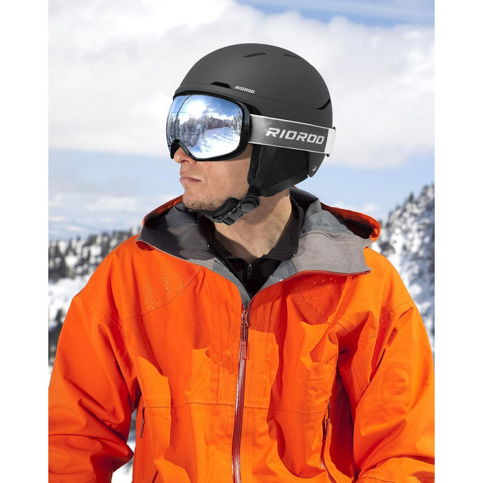 Шолом для катання на лижах та сноуборді, чорний, регульований, для чоловіків, жінок та підлітків (M)