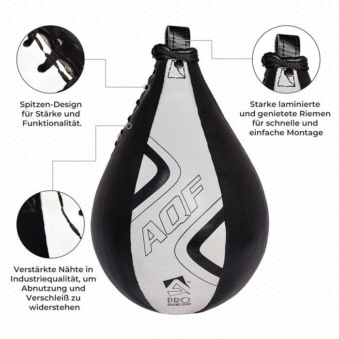 Набір для боксу AQF: боксерський мішок, перчатки, захист, чорний та білий, Pro