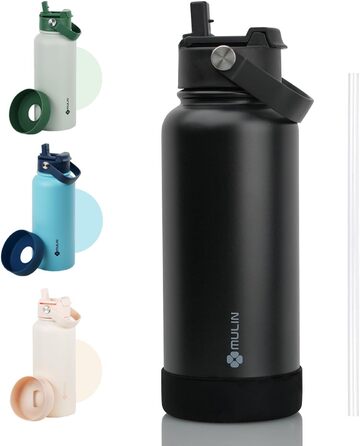 Термос- пляшка з нержавіючої сталі 1л, BPA-Free, ізоляційна, з трубочкою, герметична, для води та напоїв з газом, для дітей, спорту, фітнесу