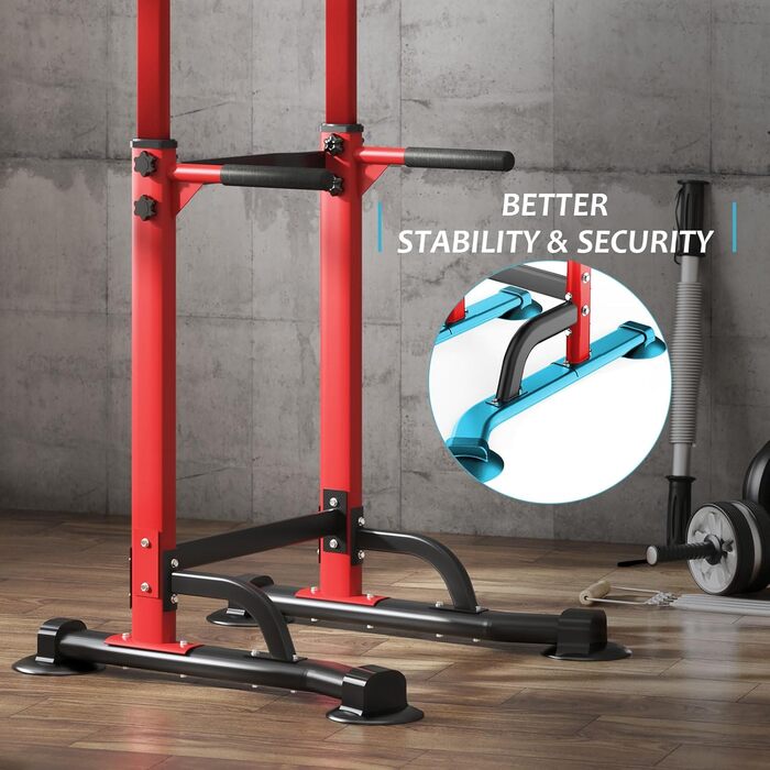 Стойка для віджимань та підтягувань SogesPower, регульована висота, для дому та фітнес-клубу, червона