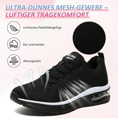Жіночі кросівки для фітнесу та бігу Laufschuhe (42 EU, чорно-білі) з амортизацією та підтримкою стопи