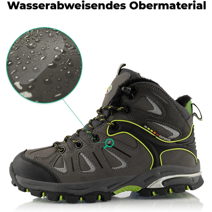 Трекінгові черевики для жінок та чоловіків, теплі, з підкладкою, сірі, зелені (37 EU)