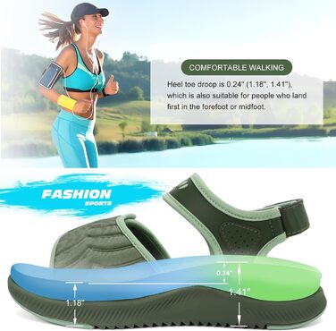 Сндалі жіночі ONCAI Wander з ортопедичною устілкою та підтримкою склепіння стопи, зелені, розмір 40.5 EU