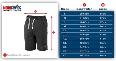 Чоловічі літні шорти Mount Swiss великого розміру (до 8XL), 100% бавовна, спортивні повсякденні шорти на еластичному поясі, антрацит