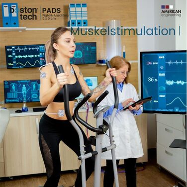 Boston Tech ME89 PRO TENS EMS: Апарат для терапії болю, 7 режимів, стимуляція м'язів, 4 електроди, 9V, захист від падіння