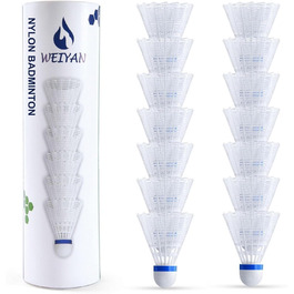 Флінтронік Бадмінтонні м'ячі, 6/12 шт. Нейлонові воланчики для бадмінтону, висока стабільність та довговічність, професійні воланчики для тренувань в приміщенні та на вулиці, відпочинок, спорт. 12 шт. Білі