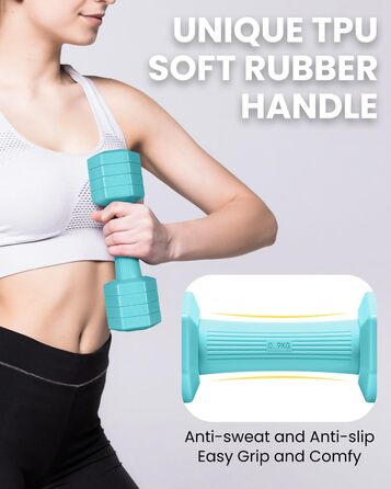 Набір гантелей Fragraim регульовані для жінок та чоловіків, 4,54 кг, 4-в-1, вага 0,9-2,27 кг, з м'яким покриттям TPU, для дому