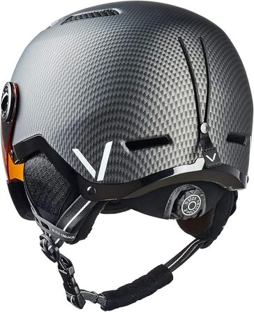 Шолом гірськолижний BLACK CREVICE Chamonix I з візором, чорний матовий, Carbon/білий, унісекс, розмір M (55-58 см)