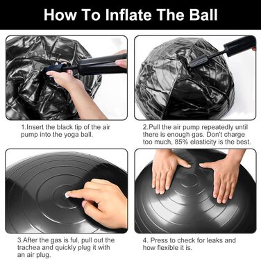 Фітбол Flintronic 55/65 см: для йоги, фітнесу, пологів. Анти-burst, товстий, з насосом. Чорний