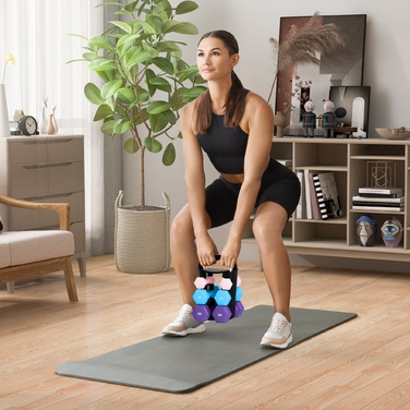 Набір гантелей SPORTNOW з підставкою для зберігання, комплект з 6 гантелей для фітнес-тренувань: 2 x 1 кг, 2 x 3 кг, 2 x 5 кг