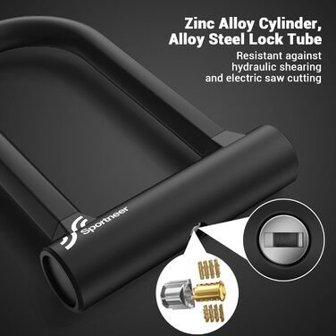 Замок для велосипеда Sportneer – міцний будівельний замок 17 мм з кабелем 1.5 м (для шосе, MTB, електровелосипеда, складаного велосипеда)