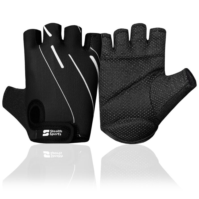 Рукавички спортивні Stealth Sports для фітнесу, важкої атлетики (унісекс, XS, чорні) - дихаючі, з гелевими вставками, для кросфіту, бодібілдингу, велоспорту