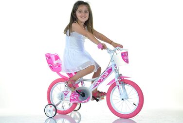Дитячий велосипед для дівчаток Dinobikes 14 дюймів, білий, з бічними колесами, TÜV сертифікат, подарунок для дівчинки