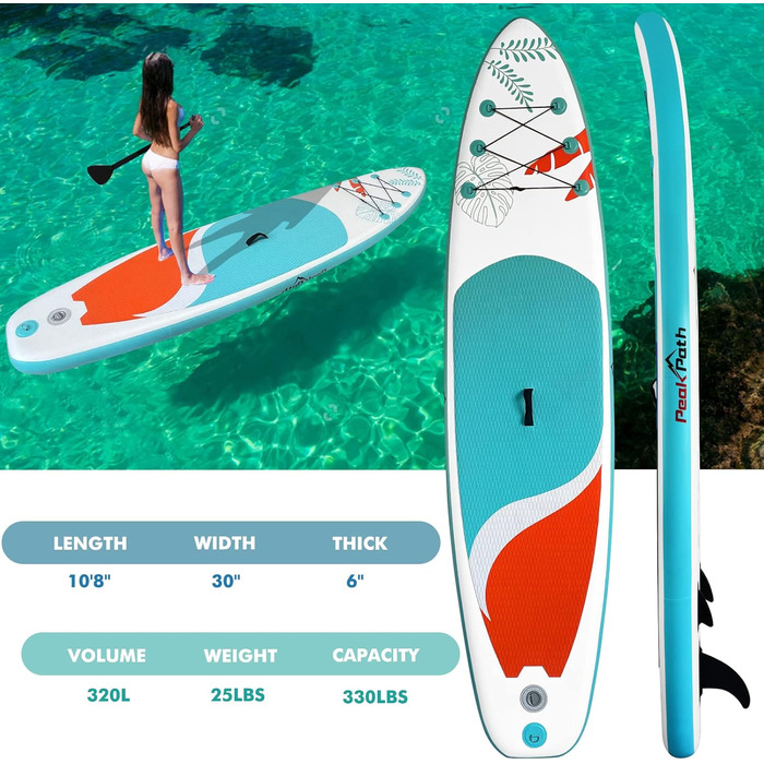 Надувна SUP-дошка Peakpath 15,2 см з аксесуарами: весло, рюкзак, плавник, ремінець, помпа, протиковзке покриття