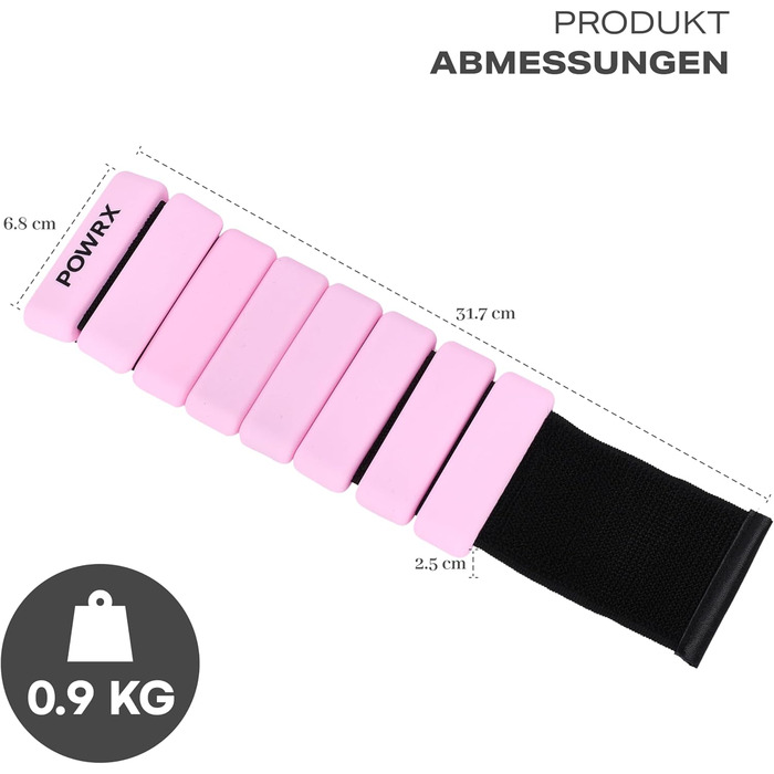 Ваги для зап'ястя PowrX для чоловіків: високоякісний силікон, нержавіюча сталь, зручні, легкі в очищенні, стійкі до поту та запаху, для фітнесу, тренувань, подорожей - Білий Рожевий