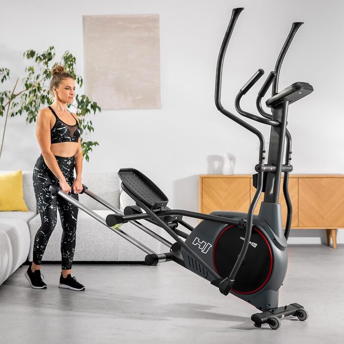 Еліптичний тренажер Hop-Sport HS-095CF з килимком, 30 кг маховик, макс. вага 135 кг, сірий