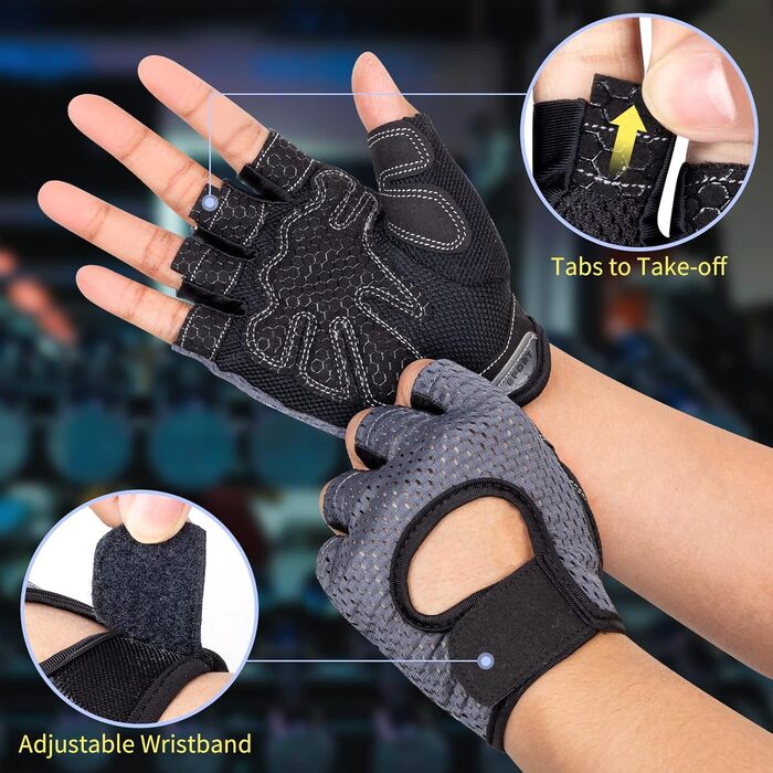 Фітнес рукавички ELLIEX для чоловіків та жінок: спортивні рукавички для тренувань, важкої атлетики, велоспорту, силових та кросфіт-тренувань (сірий, L)