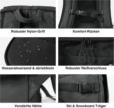 Рюкзак для лиж Zedelmaier 50L: для лиж, шолома, рукавиць та черевиків (до 45 розміру). Водонепроникний, чорний
