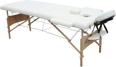 Складаний масажний стіл Mobiclinic CM-01 Light, дерев'яний, 186x60 см, кремовий, з підголівником, портативний, для фізіотерапії, європейський бренд