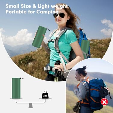 Надувний килимок Isomatte CIXMUS з самонадуванням, 10 см товщини, з насосом та подушкою, водонепроникний, для кемпінгу та відпочинку на природі, зелений