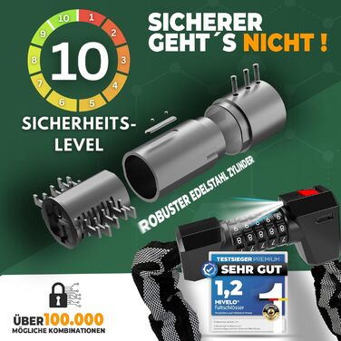 Замок для велосипеда MIVELO з цифровим кодом, 100 см, 8 мм сталь, для E-bike, MTB, шосе