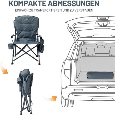 Складаний кемпінговий стілець TIMBER RIDGE з підтримувачем, підстаканником та охолоджувачем, посилений (до 230 кг), для рибалки, саду та відпочинку