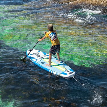 Дитяча надувна SUP-дошка THURSO SURF Wunderkind 228×76×10 см, двошарова, з веслом із карбоновим держаком, 3 плавниками, шнурком і рюкзаком, бірюзова