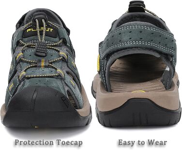 Чоловічі сандалі FLARUT для туризму та пляжу, шкіряні трекінгові, спортивні, сірі, 42 EU