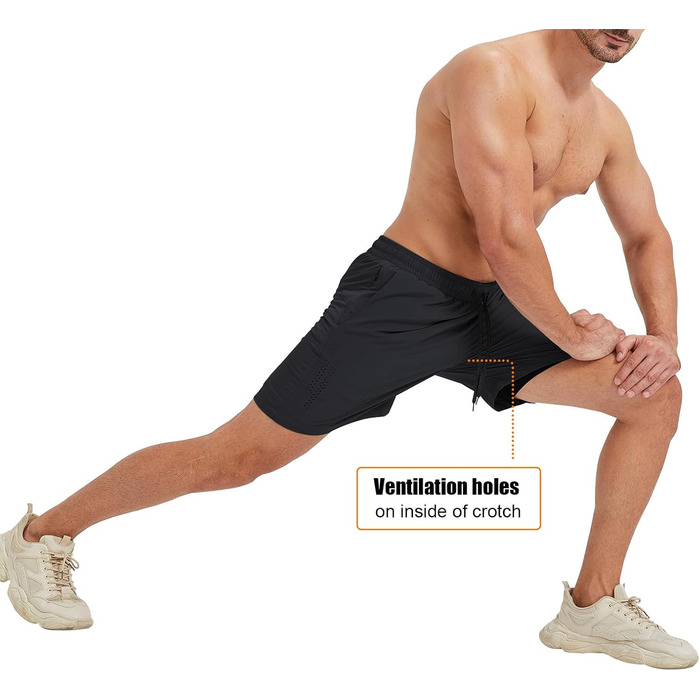 Шорти спортивні чоловічі для бігу та фітнесу 2 в 1, чорні