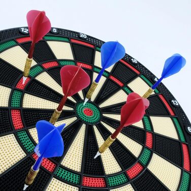 Електронна дартс-мішень Carromco SCORE-301, 4 отвори, червоно-зелено-бежево-чорна, для 1-8 гравців, з дротиками, 26 ігор (Cricket), на батарейках
