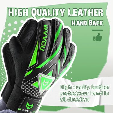Воротарські рукавички WVVOU для дітей та підлітків, футбольні, з подвійним захистом, зручні, зелені