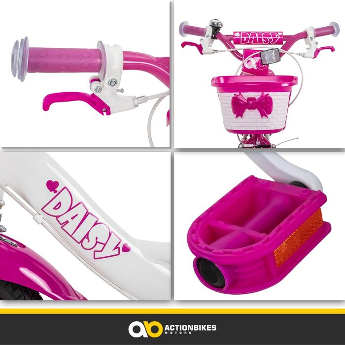 Детский велосипед Actionbikes Daisy 12/16 дюймов - V-Brake тормоза, защита от брызг, для детей 2-9 лет