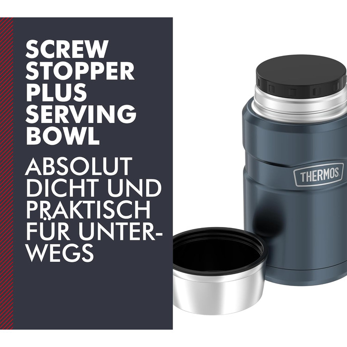 Термос STAINLESS KING для їжі, 0,47л, нержавіюча сталь, чорний матовий, з ложкою, BPA-free