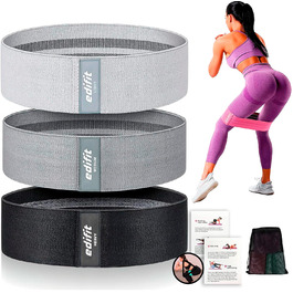 Еспандери Edifit Fitnessbänder 3 рівня опору для фітнесу, йоги, пілатесу (чорний, сірий, світло-сірий)