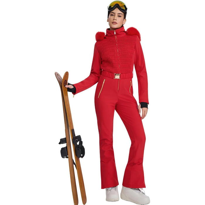 HOTIAN Комплект для сноубордингу та лижного спорту (комбінезон), водонепроникний, вітронепроникний, червоний, M