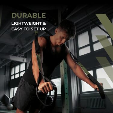 Еластичні стрічки THYSOL Pro Xtreme для фітнесу | Набір для тренувань з регульованим кріпленням для дверей | Для дому, подорожей, використання в приміщенні та на вулиці (Милитарний зелений)