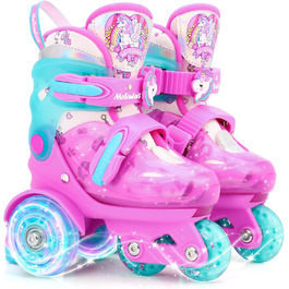 Дитячі ролики Kinder Einhorn для дівчаток та хлопчиків, з підсвічуванням, регульовані, 4 розміри, для початківців, подарунок