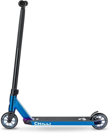 Трюковий самокат Chilli Pro Scooter Rocky Vol. 3, 82 см, 110 мм PU колеса, ABEC 9, синій неохром, для початківців
