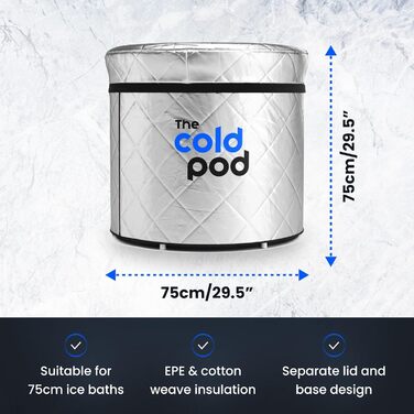 Кришка для крижаної ванни Cold Pod 320L: ізольована, сріблястого кольору, з відбиттям UV-тепла, водонепроникна, з блискавкою, захисний ковпак для крижаної ванни, стійкий до погодних умов, діаметр 75 см (кругла)