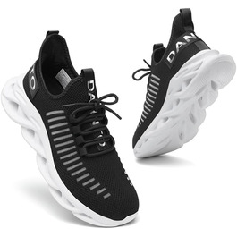 Кросівки для бігу DANNTO - чоловічі та жіночі, спортивні, зручні, дихаючі, з неслизькою підошвою, для занять у залі, фітнесу, вуличної біговій активності, чорно-білі, 46 EU