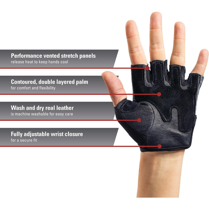 Рукавички для важкої атлетики Harbinger Dams Pro з вентильованою шкіряною долонею (пара), чорний/рожевий, розмір S (16,51 - 17,78 см)