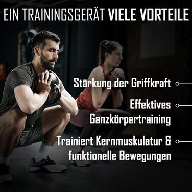 Гиря чавунна Strength Shop 10 кг з ергономічною ручкою, чорне порошкове покриття, кольорове маркування ваги, для функціонального тренування всього тіла, надміцна та довговічна