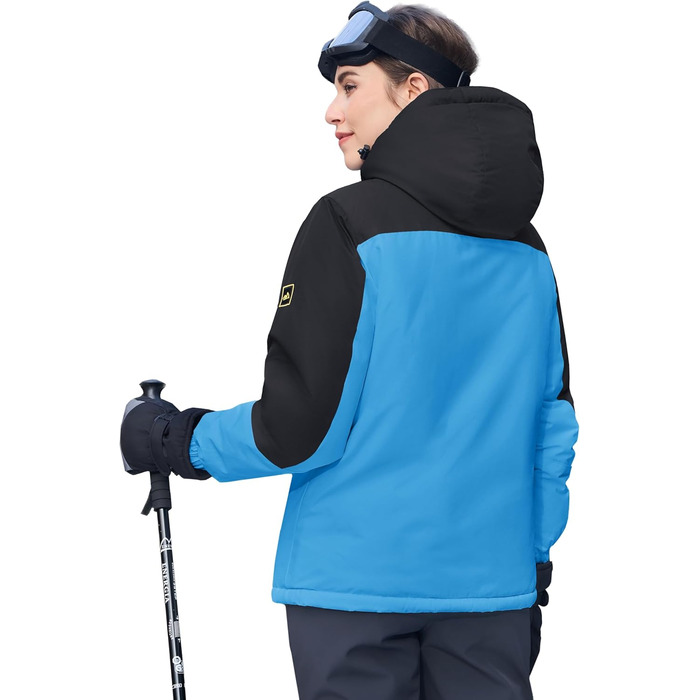 Зимова куртка MAGCOMEN для жінок: тепла флісова парка, кімоно, куртка для сноуборду, водонепроникна, вітрозахисна (M, Синій, Чорний)
