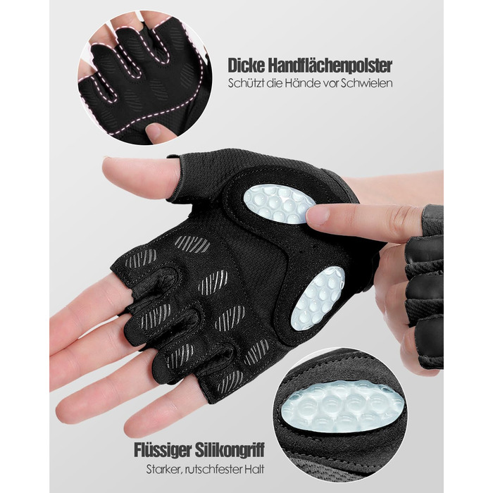 Тренувальні рукавички для чоловіків та жінок – фітнес рукавички для залу, важкої атлетики, кросфіту, силового спорту, спорту та тренувань. Рукавички з антиковзкими силіконовими точками та підкладкою на долоні. Розмір M: 18–19.5 см (Чорний), L: 19.5–21.5 с