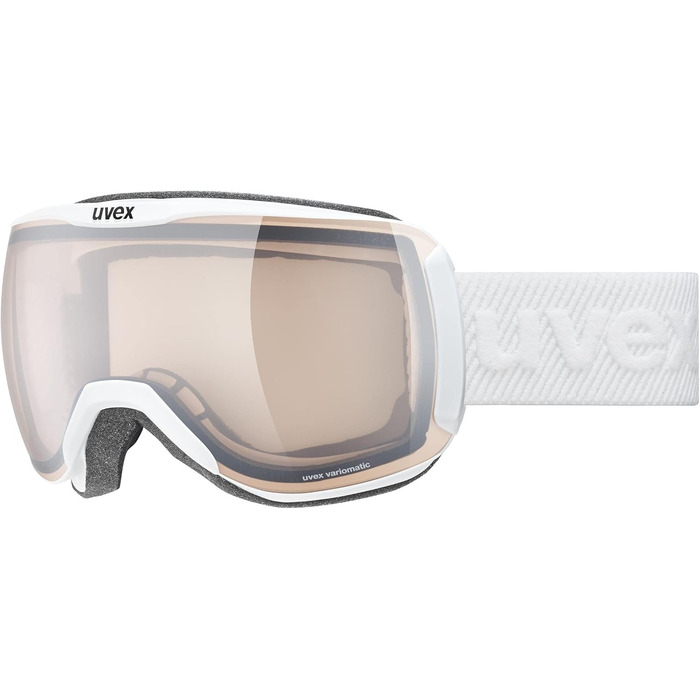 Гірськолижна маска uvex downhill 2100 V для жінок і чоловіків, фотохромна, антифог, універсальний розмір, біла матова/vario сріблясто-прозора