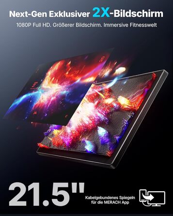 Велотренажер MERACH з магнітним опором, тихий, з покращеним амортизованим сидінням, власний додаток, стабільний H-фрейм, до 150 кг, блакитний з екраном