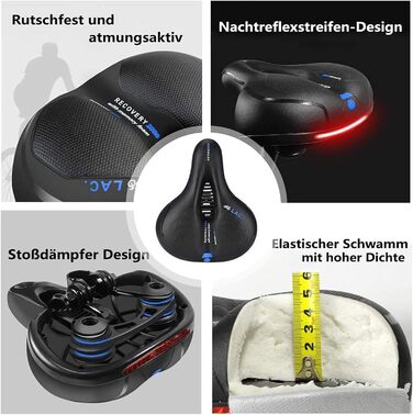 Велосипедне сідло Lachesis: комфортне, гелеве, з гелевою подушкою, для чоловіків та жінок, підходить для гірських, шосейних та трекінгових велосипедів, блакитне