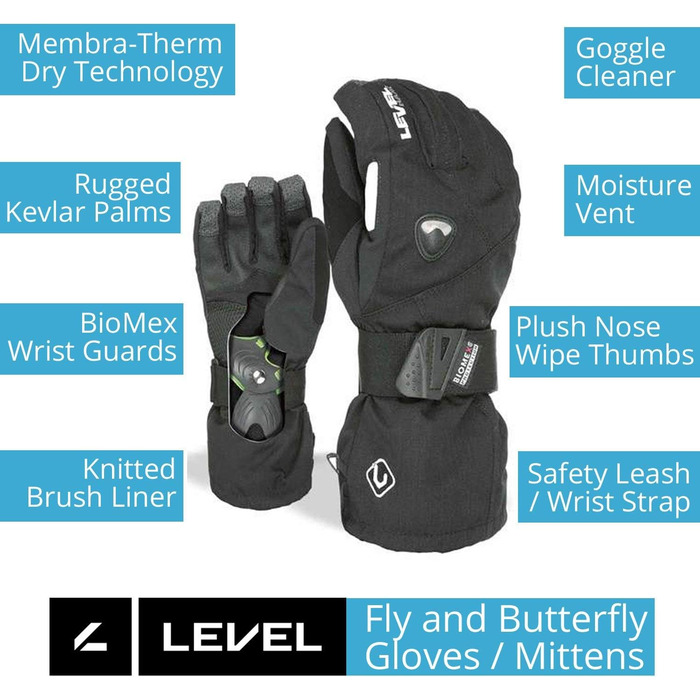 Жіночі лижні рукавички Level Butterfly чорні S/M
