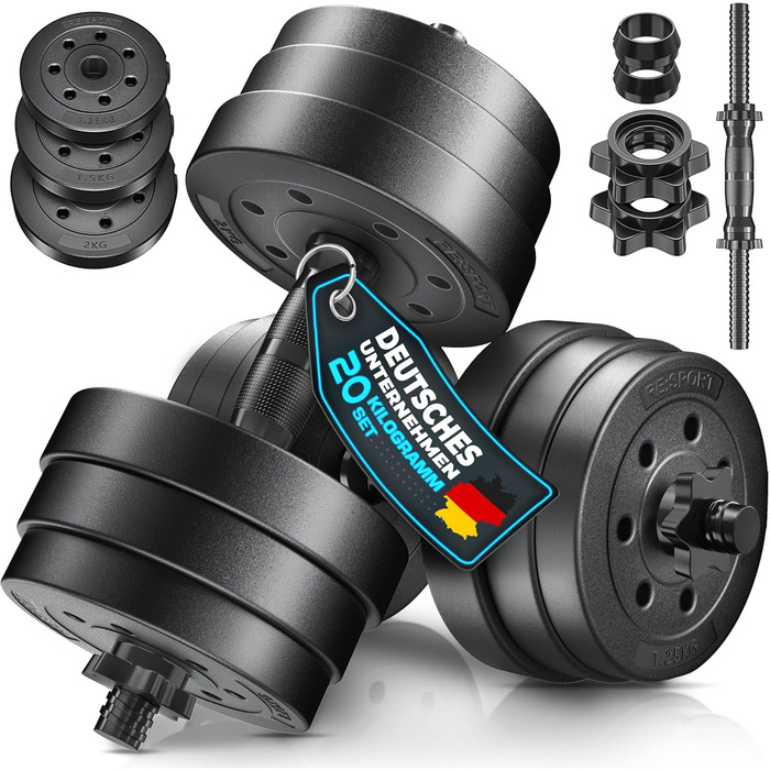 Набір гантелей RE:SPORT 2 шт. регульовані 15/20/30 кг | Гантелі для фітнесу, силових тренувань та дому | З 4 замками | Для нарощування м'язів та воркауту