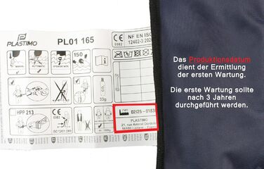 Рятувальний жилет автоматичний 165N з облямівкою, сталево-блакитний